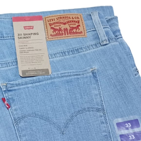 NWT 2 Pair of Levi’s 311 Hypersoft Shaping mid rise Skinny Jean Size 16 - 33/30 - Picture 4 of 6